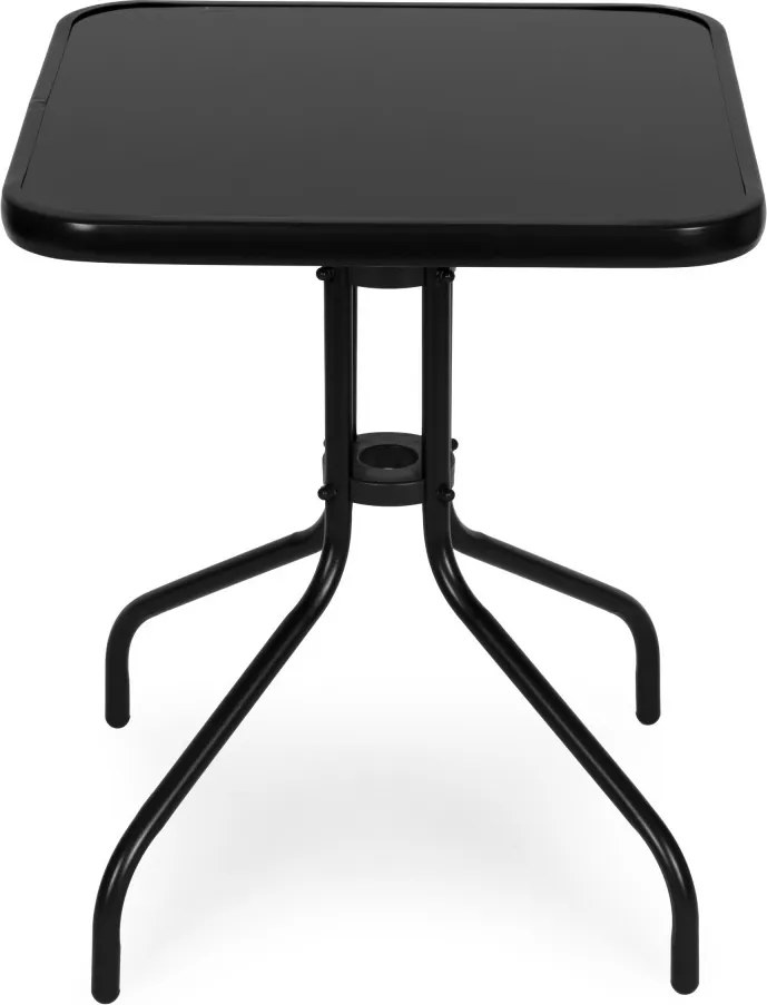 Kerti asztal, MultiGarden SC-073-1, fekete, 60 x 60 cm, magasság: 71 cm, edzett üveglap, porszórt acél váz, teherbírás: 60 kg