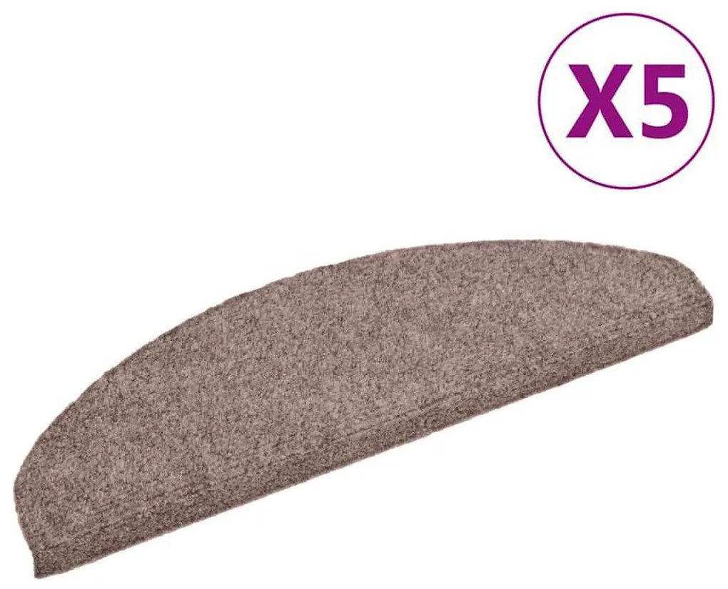 5 db öntapadós lépcsőszőnyeg 65 x 21 x 4 cm világosbarna félkör alakú nagy
