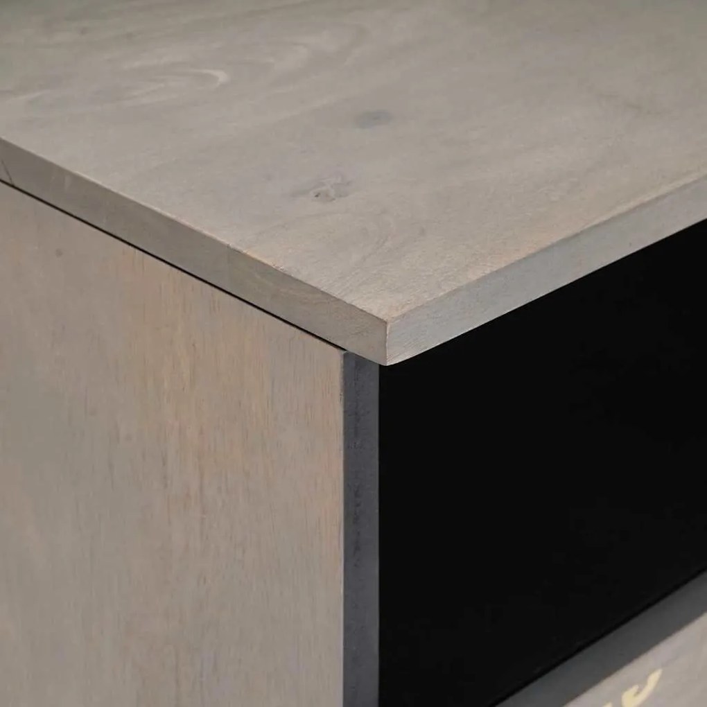 TV szekrény Szürke és Arany 80 x 33.5 x 46 cm Tömör mangófa