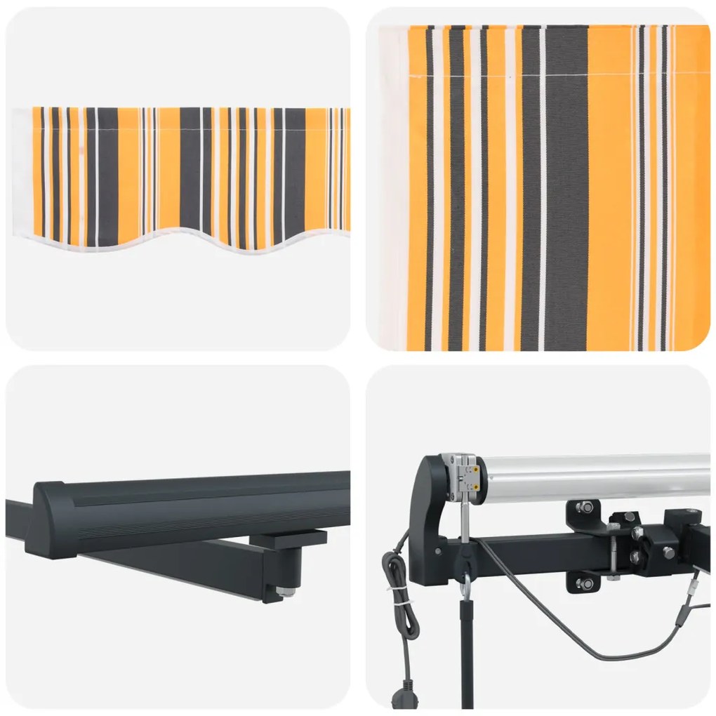Automatikus Behúzható Napernyő LED Multiszínű Csíkkal 450x300 cm