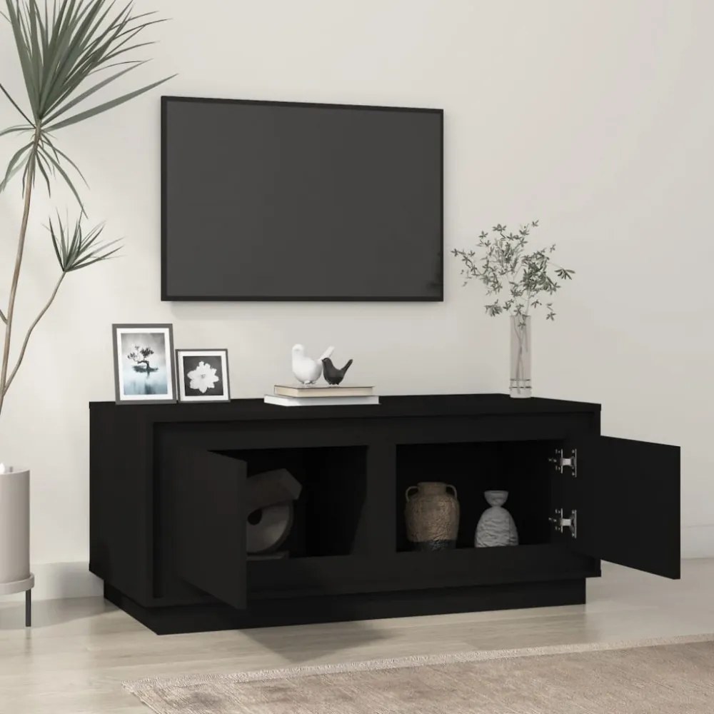 fekete szerelt fa dohányzóasztal 102x50x44 cm