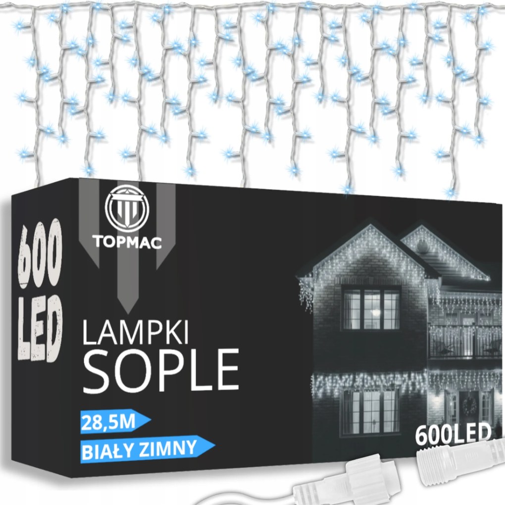 Jégcsap Kültéri Lámpa 600 Led Fényfüggöny Fehér Hideg Fix Flash