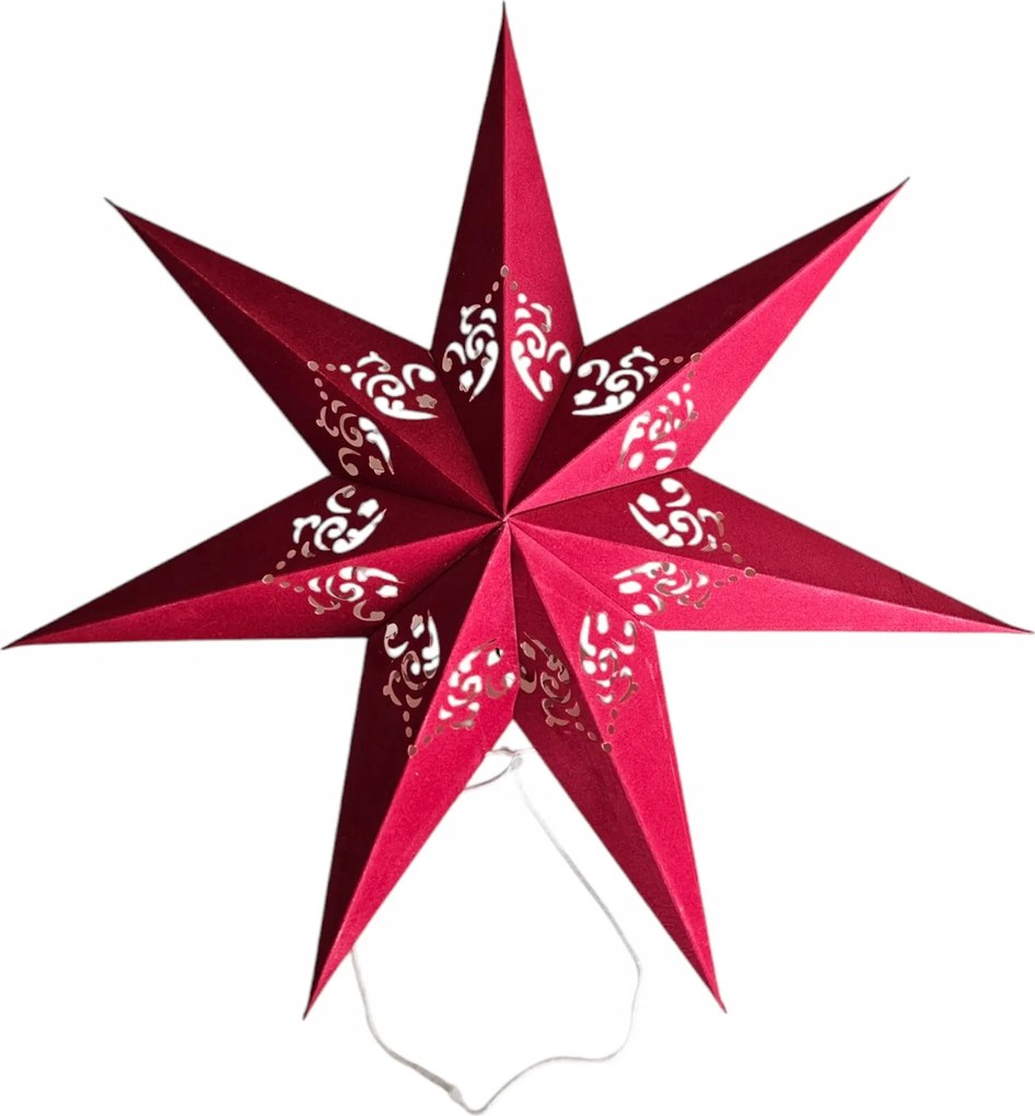 Nagy Méretű, Velúr 3D Karton Csillag, 55 Cm-es, Led Világítással Ünnepi Dísz