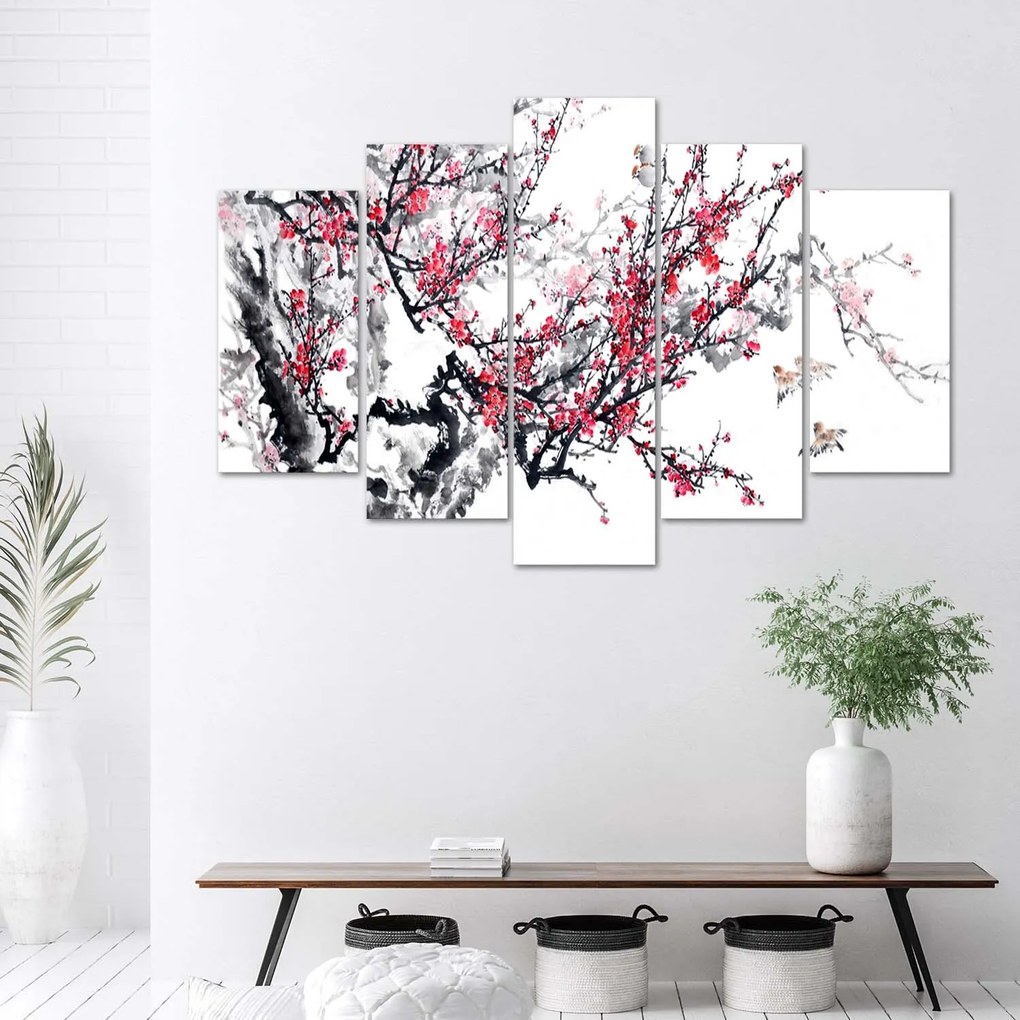 Gario Vászonkép Japán cseresznyefa - 5 részes Méret: 150 x 100 cm