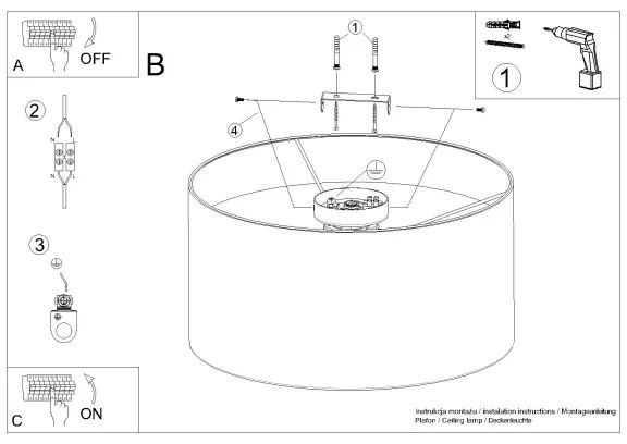 Sollux SL.1393 - Mennyezeti lámpa TELESTO 1xE27/15W/230V átm. 35 cm fehér/bézs