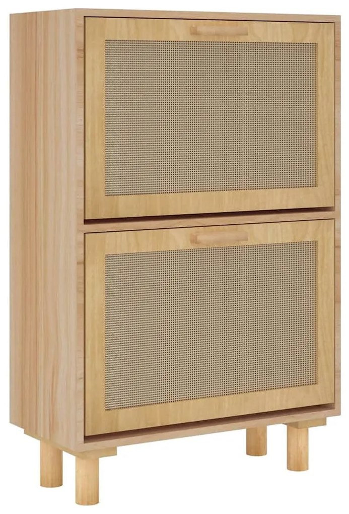 barna szerelt fa és természetes rattan cipőszekrény 52x25x80 cm