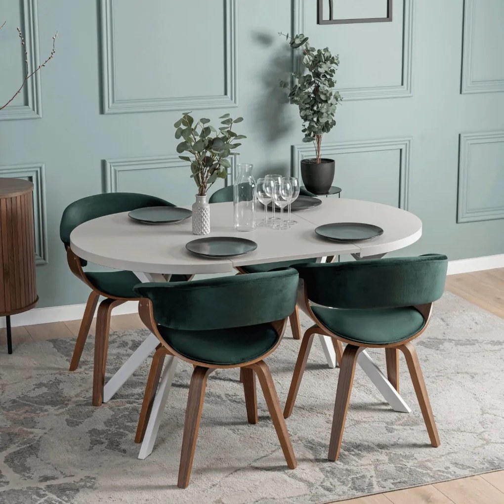 Stół DORIAN Rozkładany 80-160 cm Kaszmir/Biały