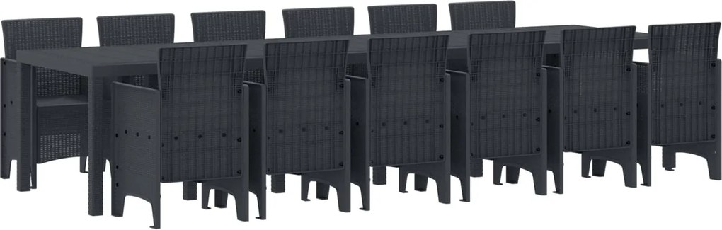vidaXL Kert étkező szett 13 pcs Antracit Polt rattan