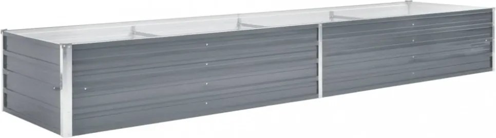 Szürke horganyzott acél kerti virágtartó 320 x 80 x 45 cm