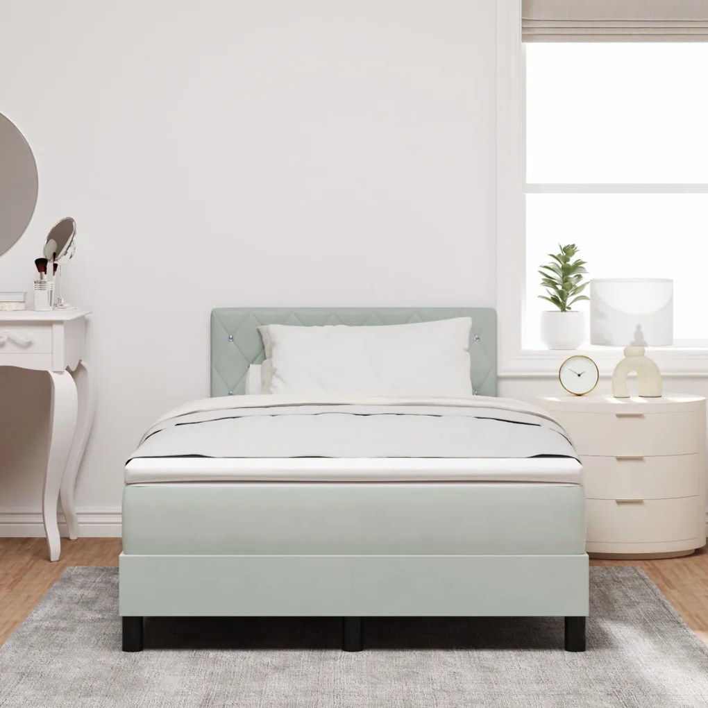 Box Spring Ágy Matraccal &amp; LED Szürke 120x190 cm Bársony