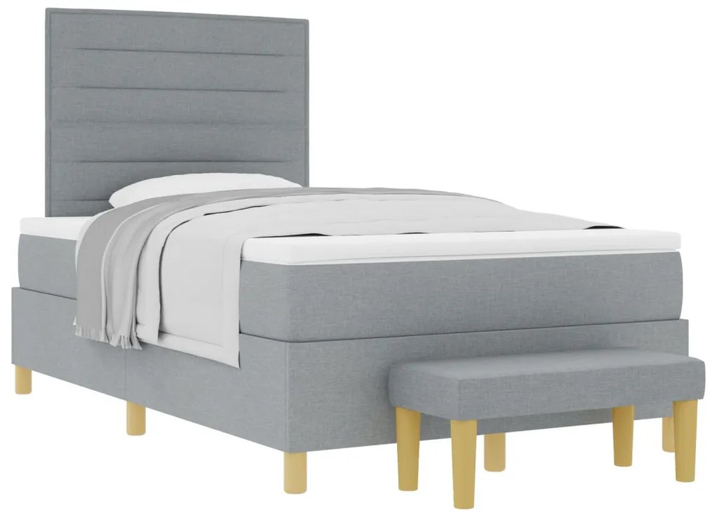 Box Spring Ágy Matraccal és Pad Light Grey 120x190 cm Szövet
