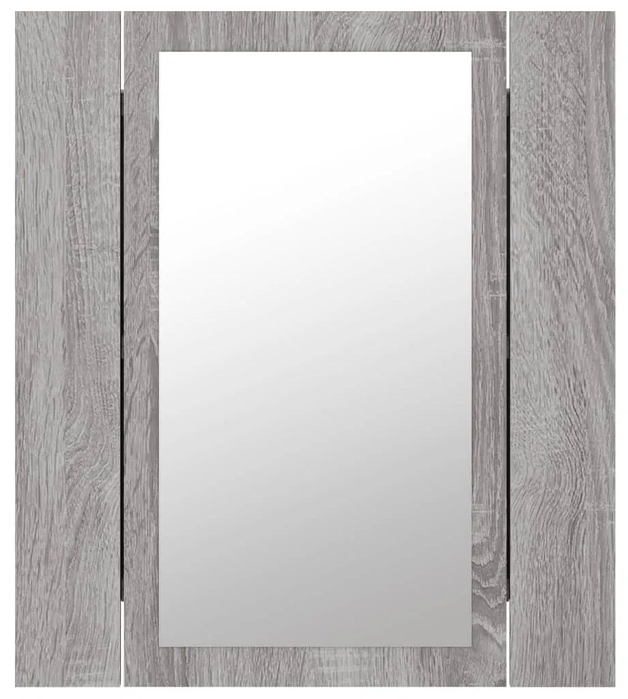szürke sonoma szerelt fa tükrös szekrény LED-del 40x12x45 cm