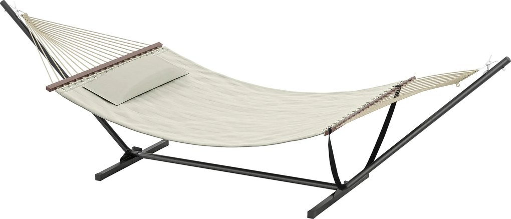Outsunny önhordó függőágy párnával és acél vázzal, terítőrudakkal — krémszínű | Aosom