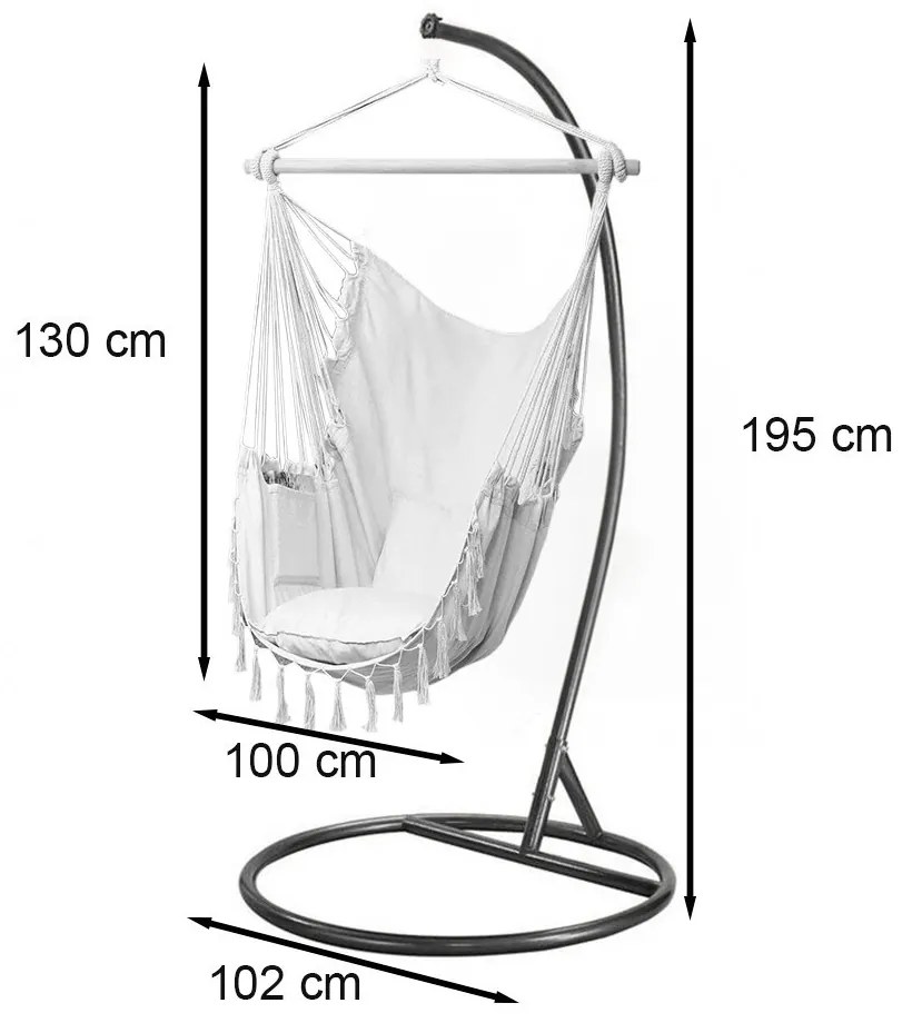 Puerto függőszék állvánnyal szürke-fehér