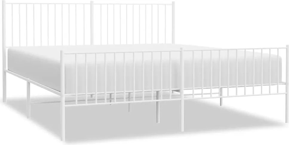 vidaXL fehér fém ágykeret fej- és lábtámlával 183 x 213 cm