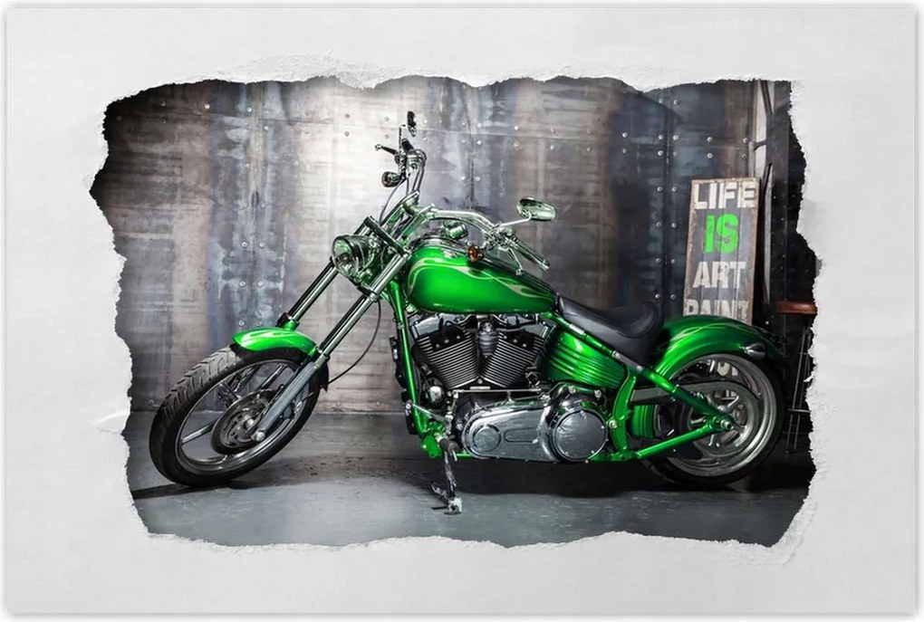 Poszterek 60x40 Zöld chopper Motorkerékpár