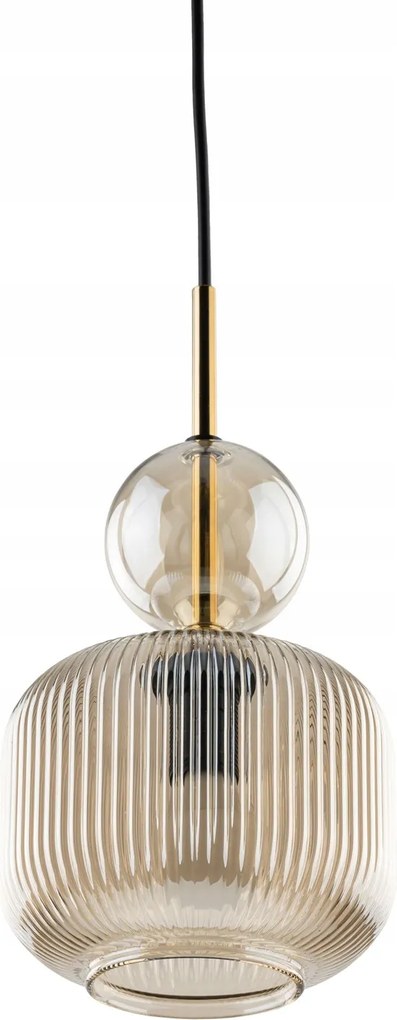 Függő lámpa csillár hálószoba nappali üveg bordázott Sophia Cognac