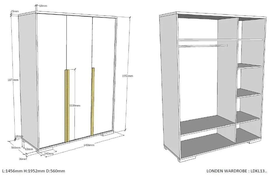 Sötétszürke gyerek ruhásszekrény 146x195 cm London – Vipack