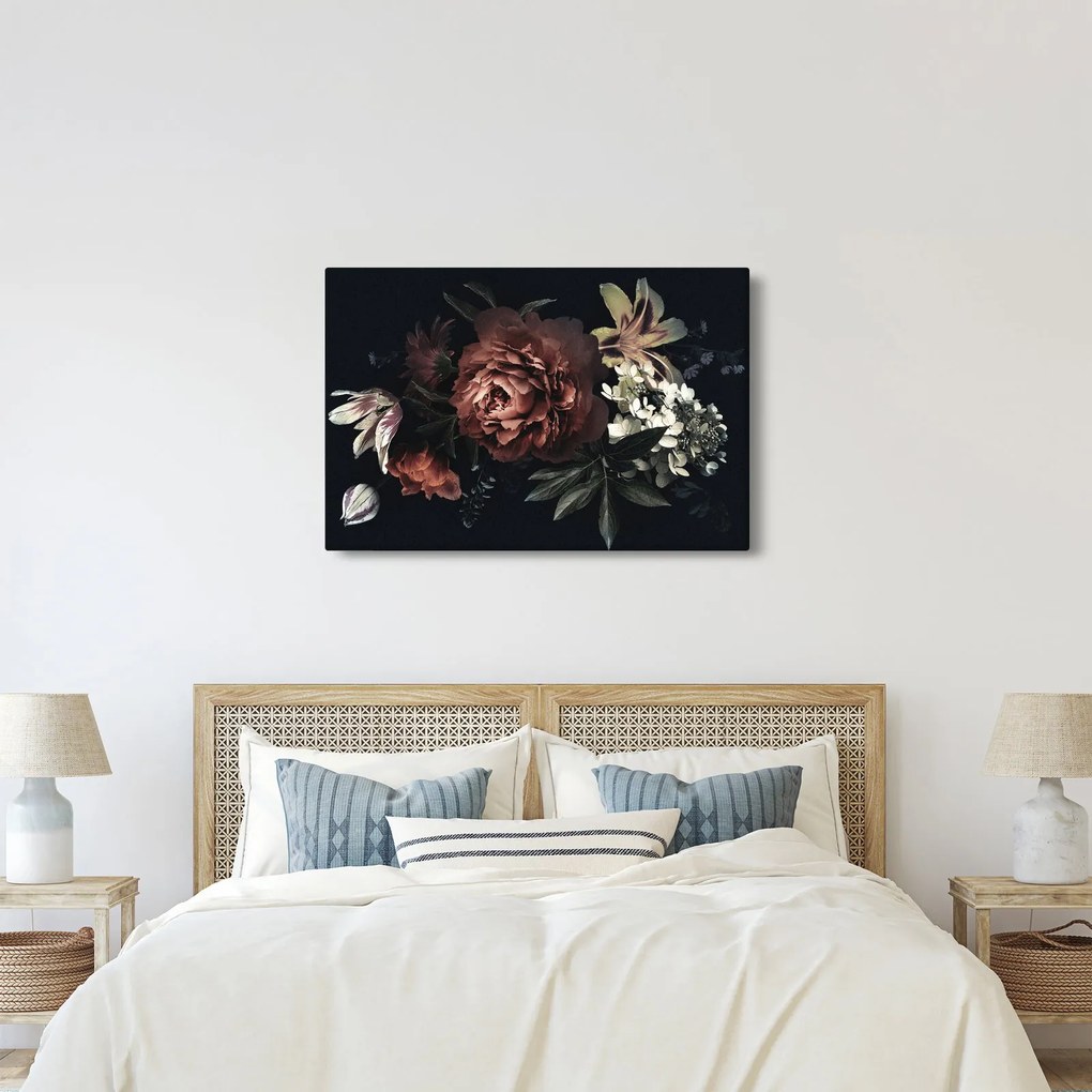 Kép - sötét virágok (90x60 cm)
