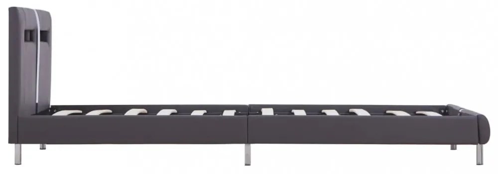 szürke LED-es műbőr ágykeret 90 x 200 cm
