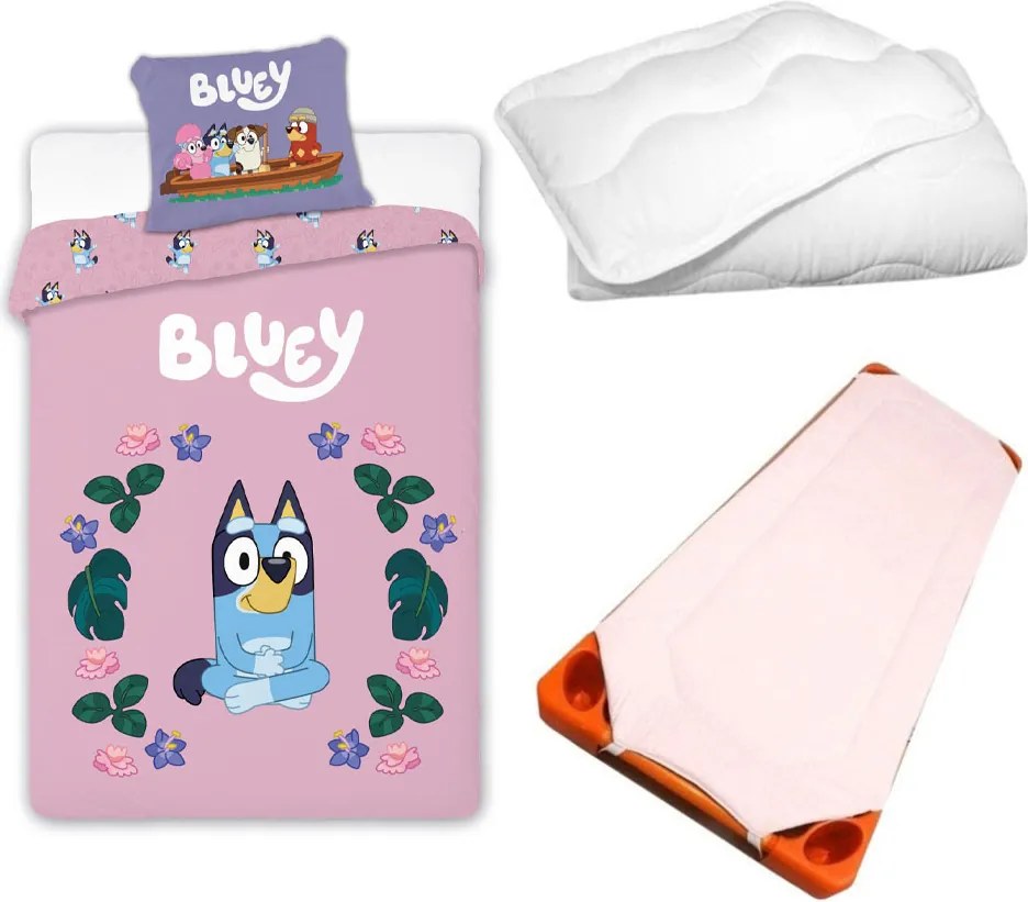 Bluey Blossom gyerek, ovis ágyneműhuzat, derékalj és paplan/párna szett 100x135 cm 40x60 cm