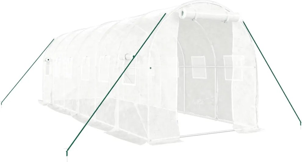 vidaXL fehér acélvázas melegház 12 m² 6 x 2 x 2 m