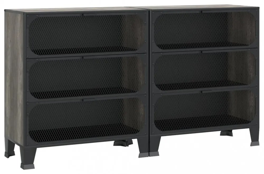 2 db szürke fém és MDF tárolószekrény 72 x 36 x 82 cm