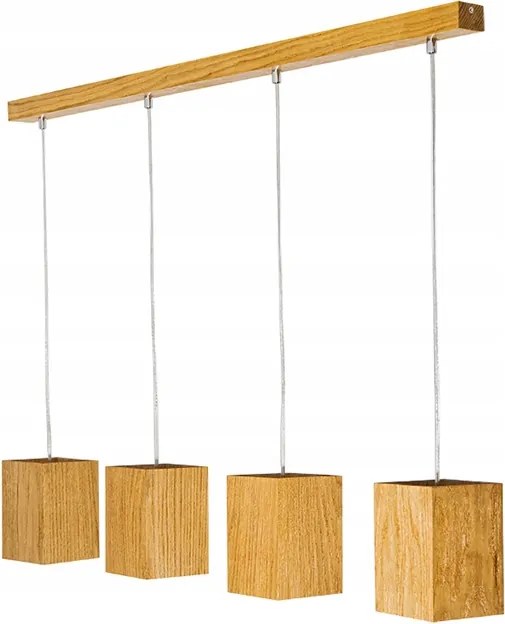 Mennyezeti Függőlámpa 4 Lámpabúra 15x10 CM Tölgy Fa Loft Led 12W GU10