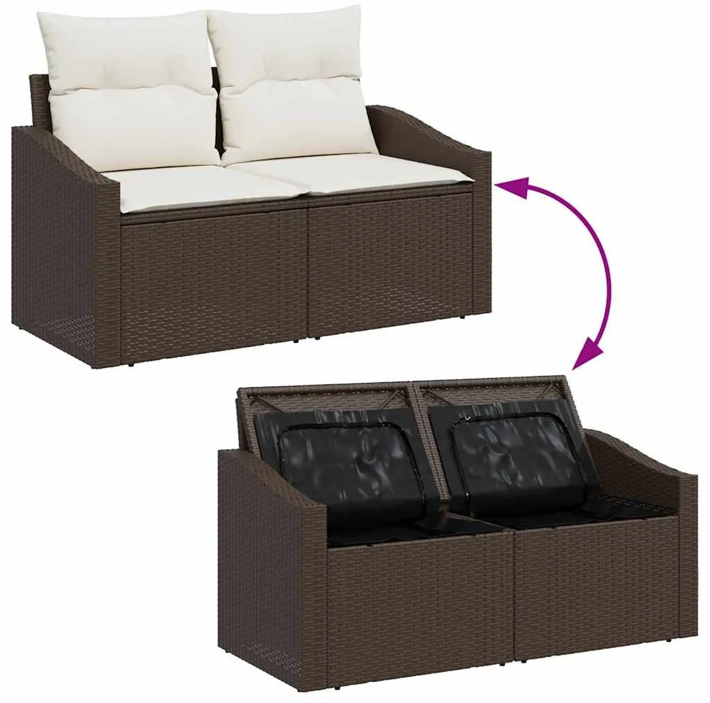 Kerti Kanapé Szett 6 pcs Barna 55 x 62 x 69 cm Poli rattan
