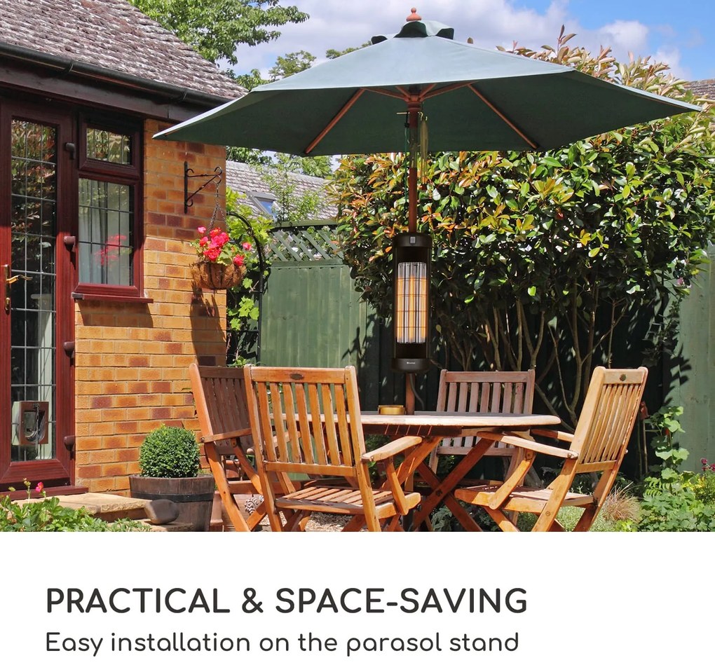 Blumfeldt Heat Guru Turbo, sugárzó fűtőtest, 2000 W, IP54, kültéri használat, napernyőre szerelhető