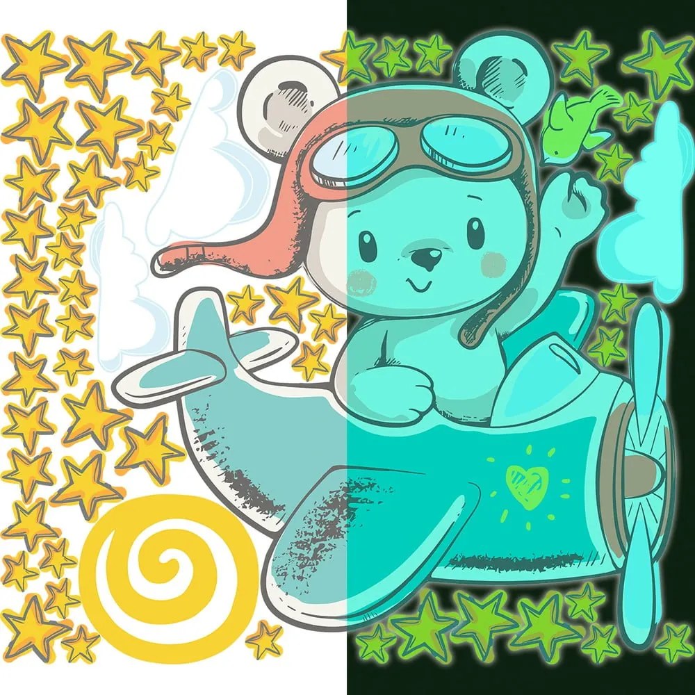 Gyerek falmatrica 30x25 cm Pilot Bear – Ambiance