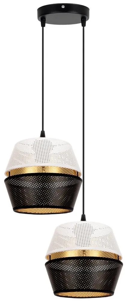 HEXE Csillár zsinóron PARIS 2xE27/60W/230V fehér/fekete/arany HX0062