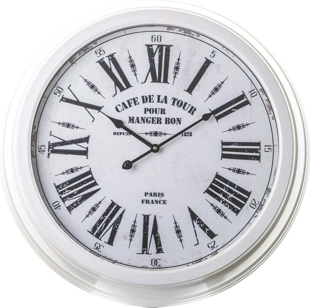 Nagy falióra fehér retro fém keret