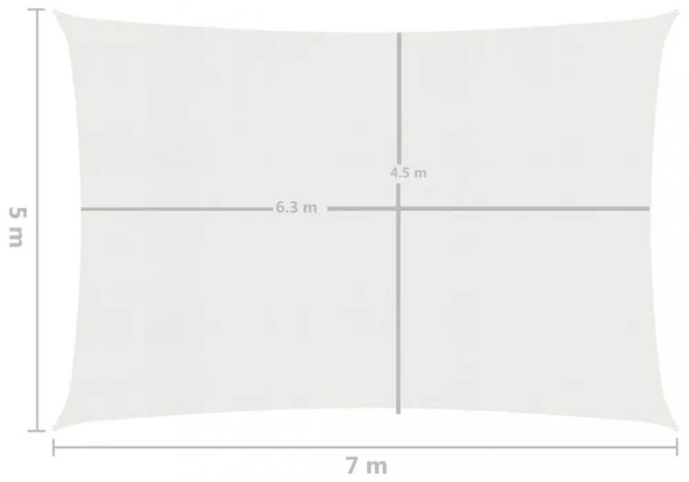 fehér HDPE napvitorla 160 g/m² 5 x 7 m