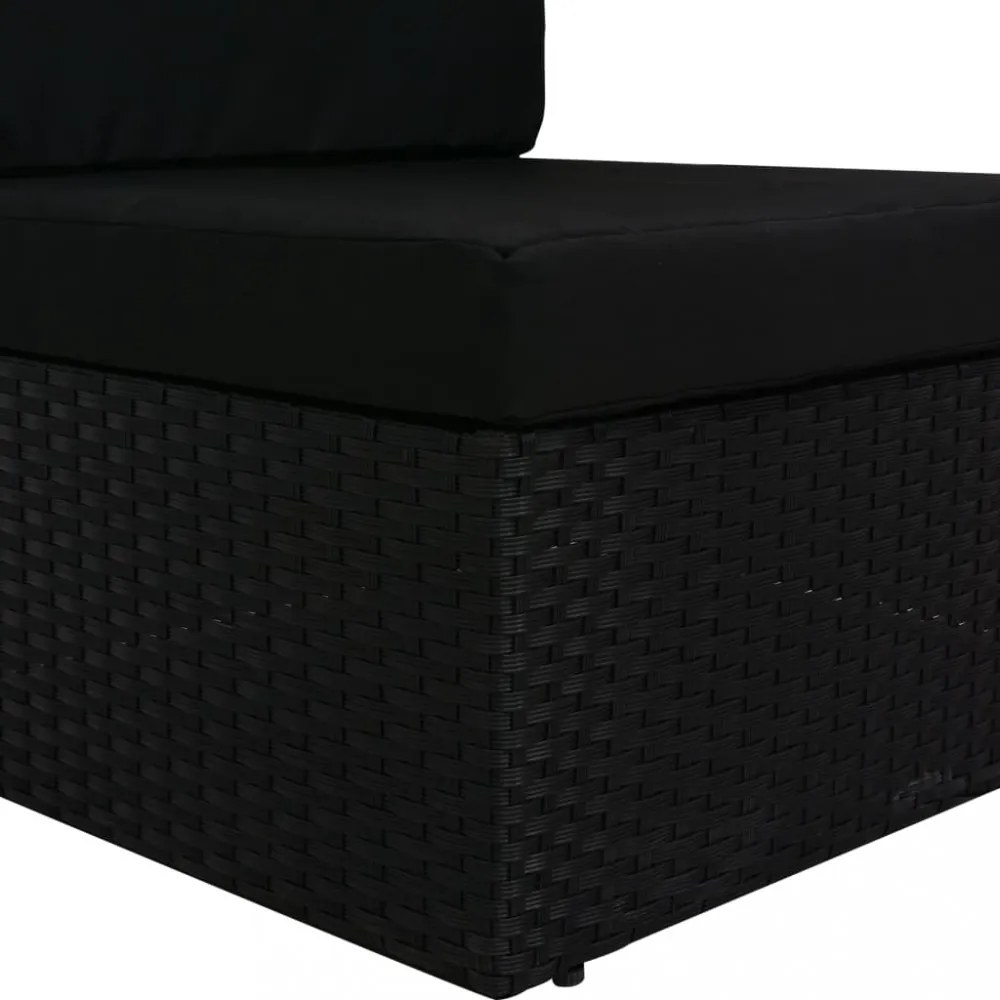 fekete polyrattan középső kanapéelem