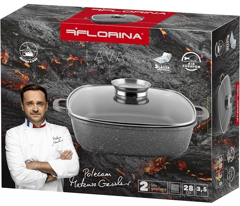 Florina Alumínium tepsi aroma kapaklı Lava 3,5 l,28 × 28 × 7,5 cm