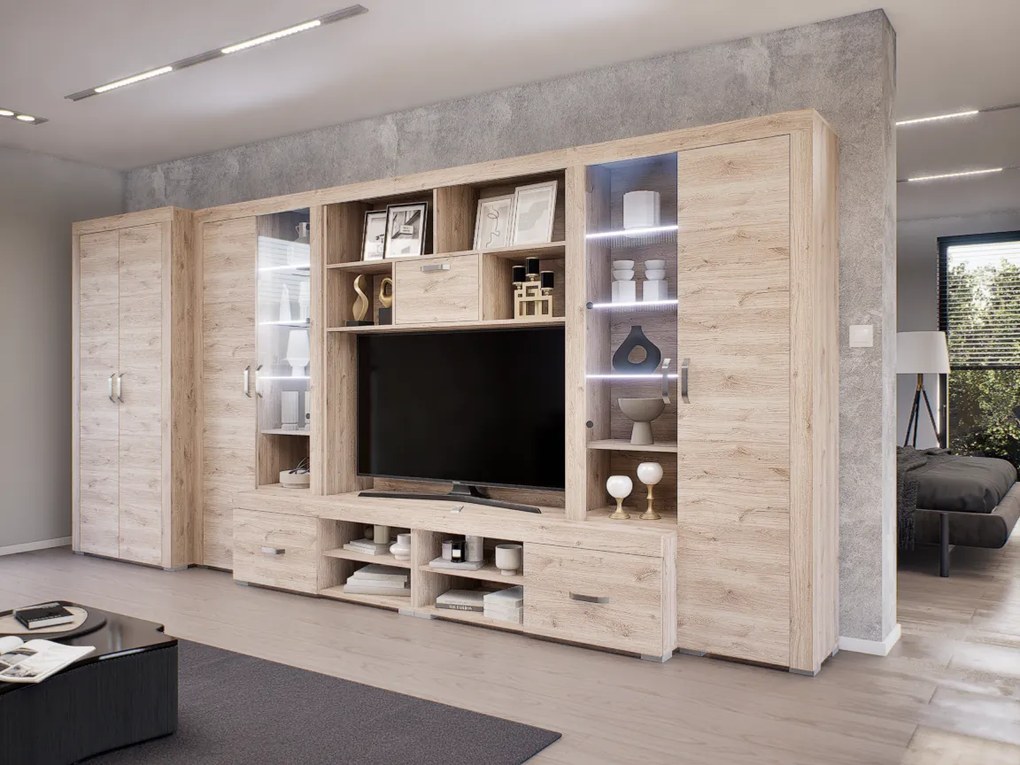 Luxara II. szekrénysor (Fehér Tölgy) 2 ajtós ruhás elemmel modern