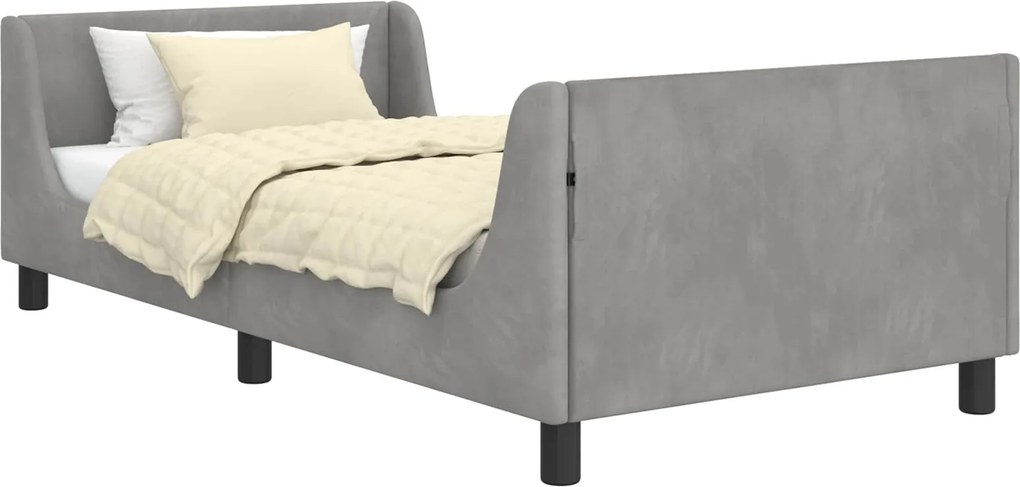vidaXL Gyerekágy kerettel Világosszürke 90 x 190 cm Bársony