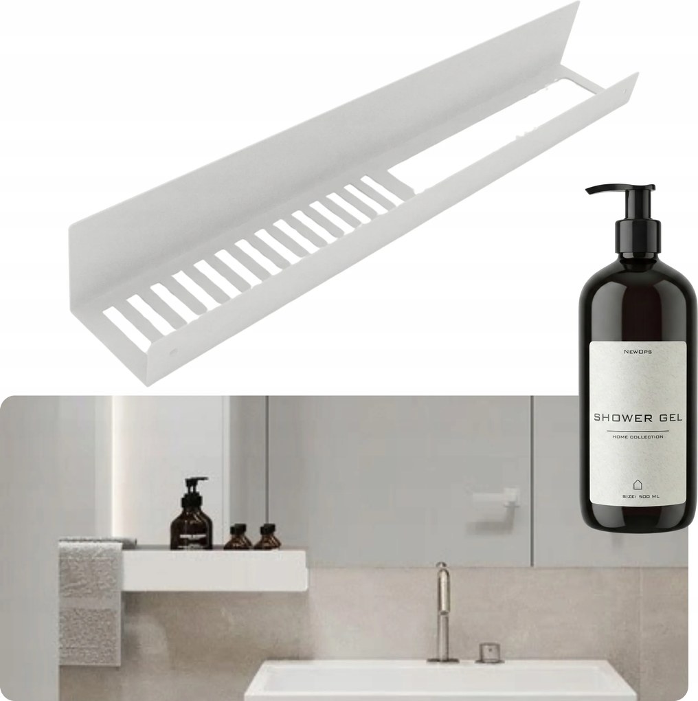 Fürdőszobai Zuhanypolc Harmony Fehér Akasztós 100 cm Ajándék