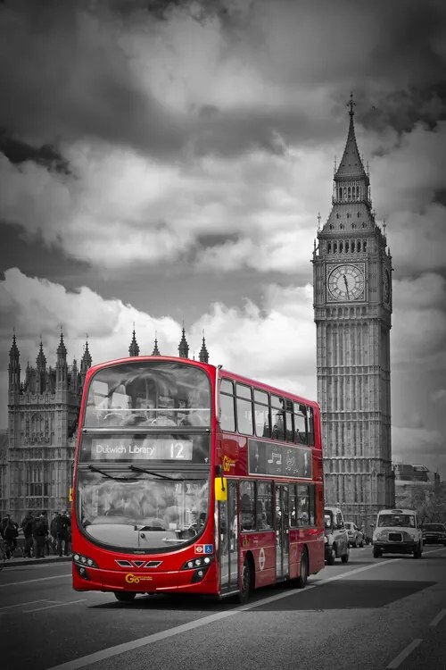 Fotográfia LONDON Houses Of Parliament & Red Bus, Melanie Viola