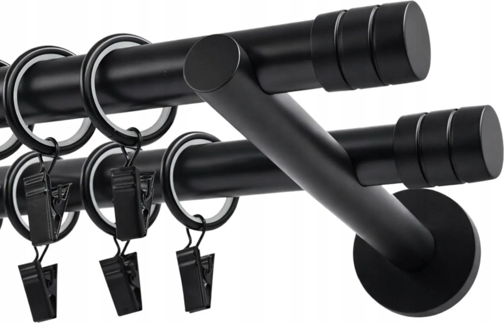 Függönykarnis dupla 19 19 mm Fém Fekete Maró 200 cm