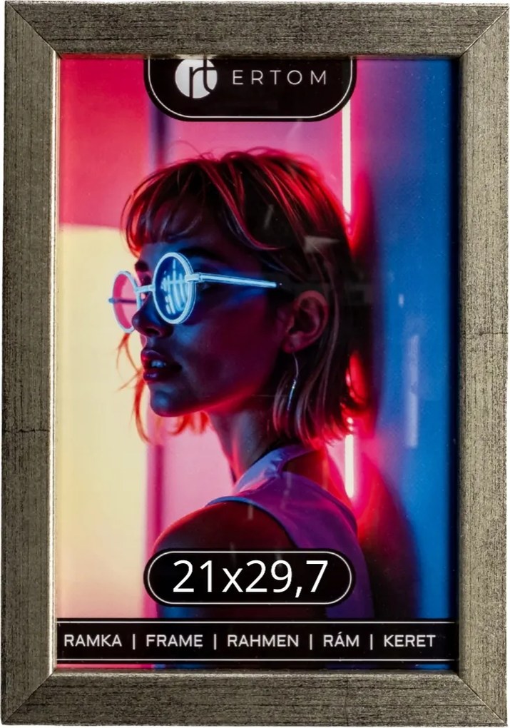 Fa fényképkeret oklevél A4 21x29,7 üveg ezüst modern