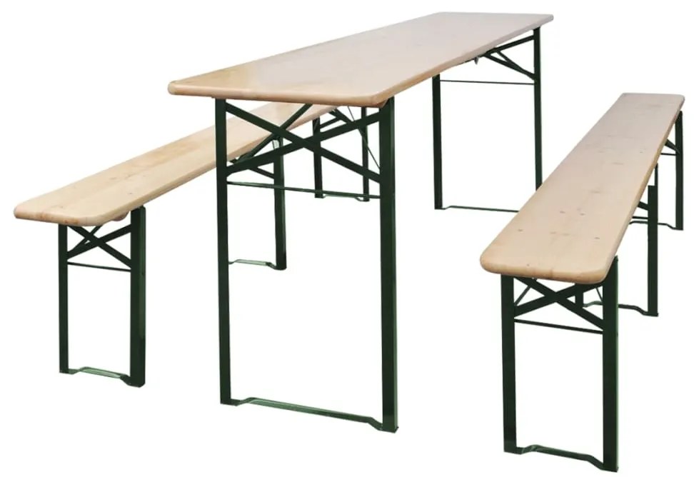 vidaXL összecsukható fenyőfa sörasztal 2 sörpaddal 220 cm