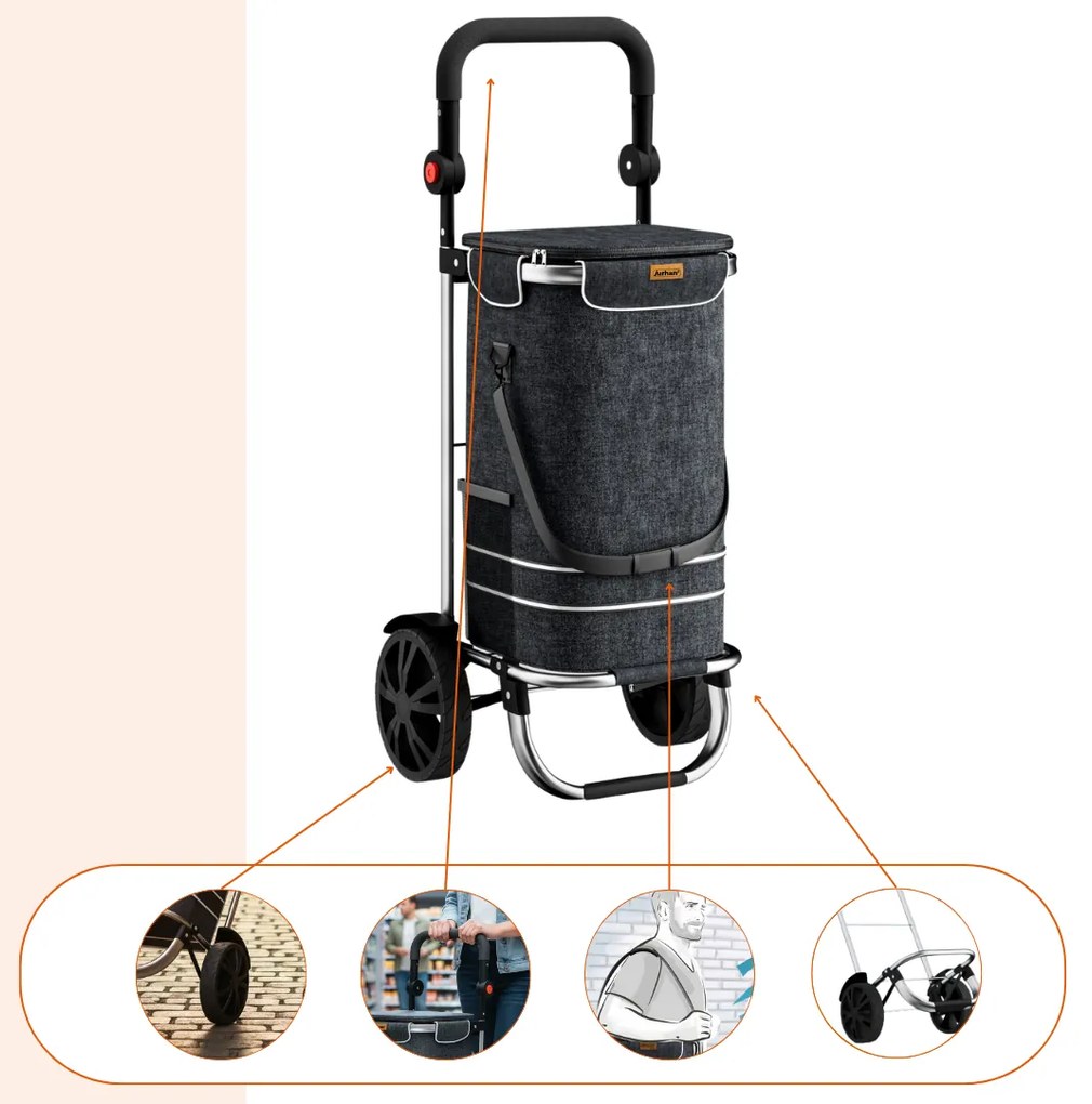 EASY bevásárlótáska kerekekkel, 50l, fekete Jurhan