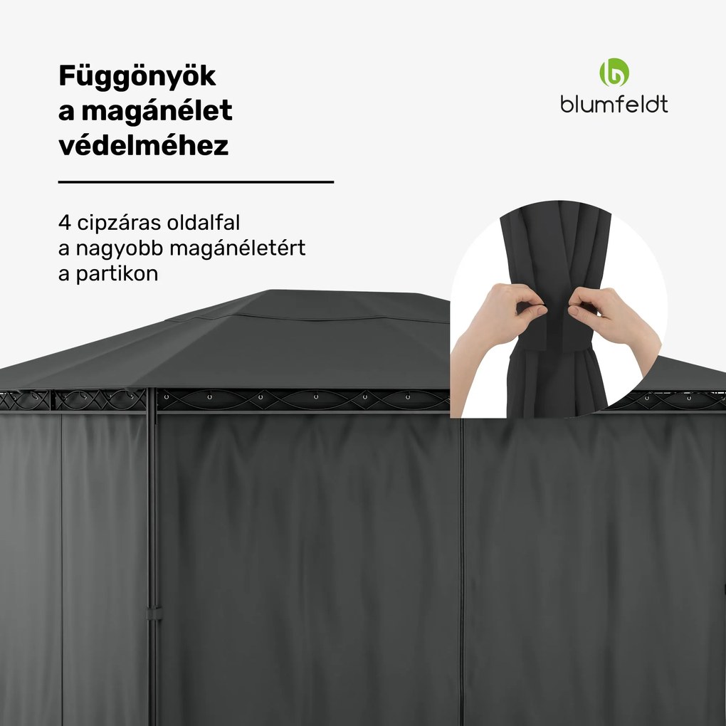 Blumfeldt Mondo 3x4 pavilon fémkerettel és 4 oldalfallal