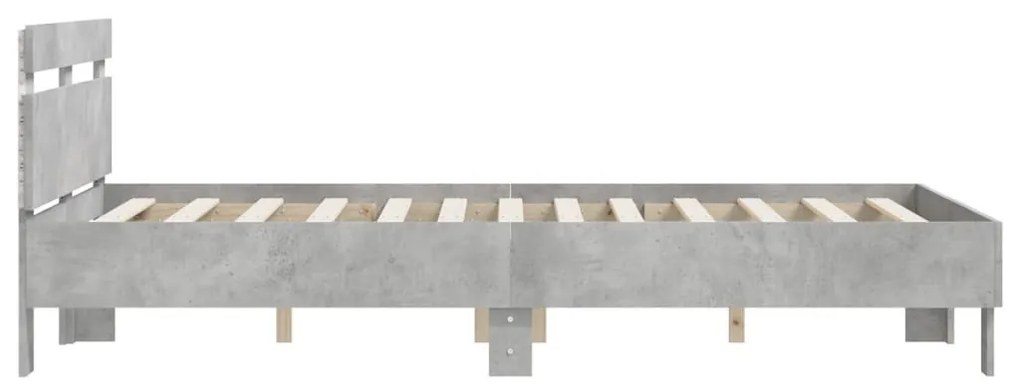 betonszürke ágykeret fejtámlával és LED-del 120x190 cm