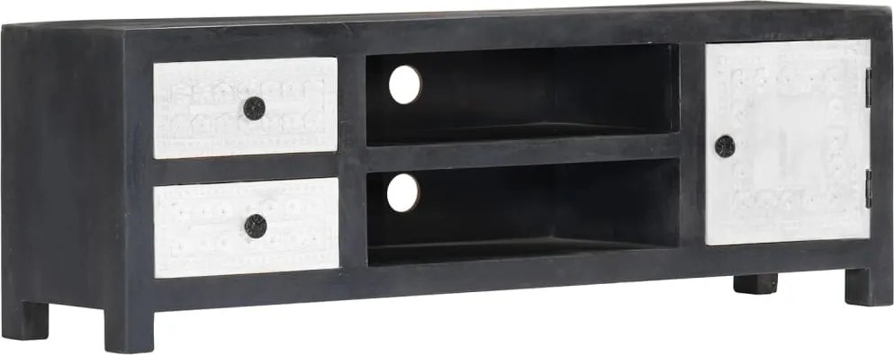 vidaXL szürke/fehér kézzel faragott mangófa TV-szekrény 120x30x40 cm