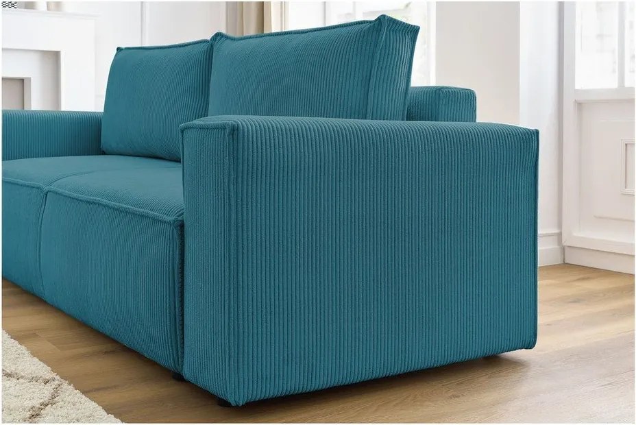 Türkiz kordbársony kinyitható kanapé 245 cm Nihad – Bobochic Paris