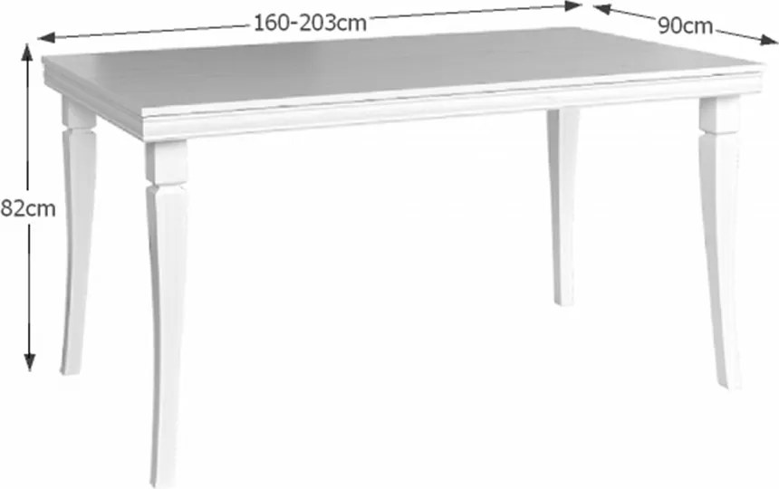 Étkezőasztal, nyitható, sosna andersen, 160-203x90 cm, KORA