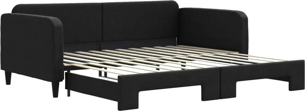 vidaXL fekete kihúzható szövet heverő 100 x 200 cm
